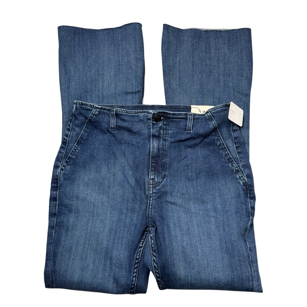 NWT New Free People We The Free Level Up Slit Slim Flare Night Sky Jeans Size 31 - Picture 4 of 13